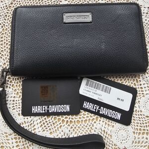Harley-Davidson Black Leather Wristlet NWT